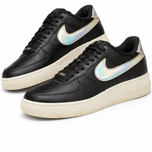 • Nike AF1 Black Iridescent Logo Women Size 9 - Picture 3 of 9